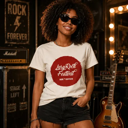 T-shirt beige et rouge